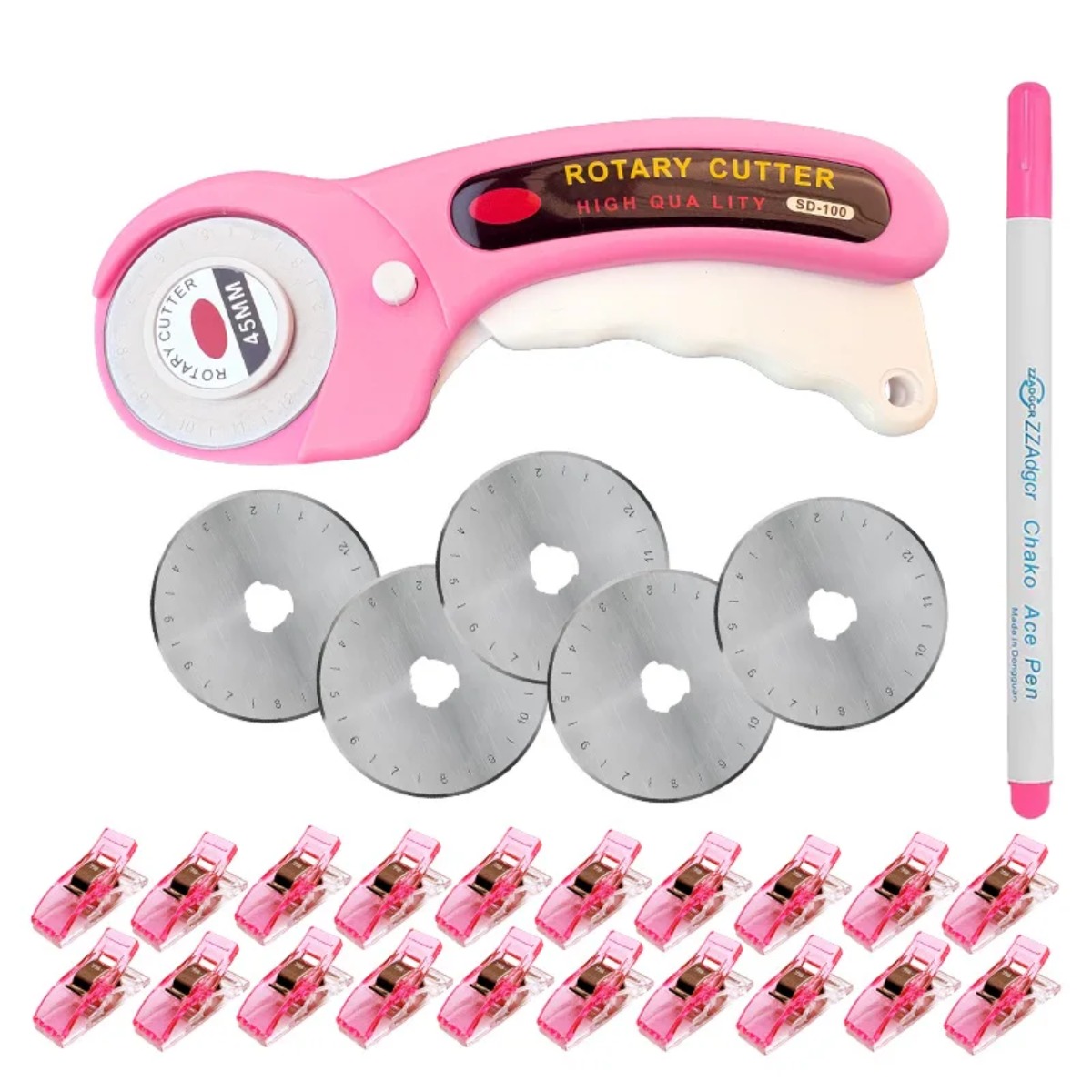 Rotary Cutter For Fabric 45Mm - เครื่องตัดผ้าแบบหมุนขนาด 45 มม. สีชมพู - ปากกาสีสำหรับงานเย็บผ้า