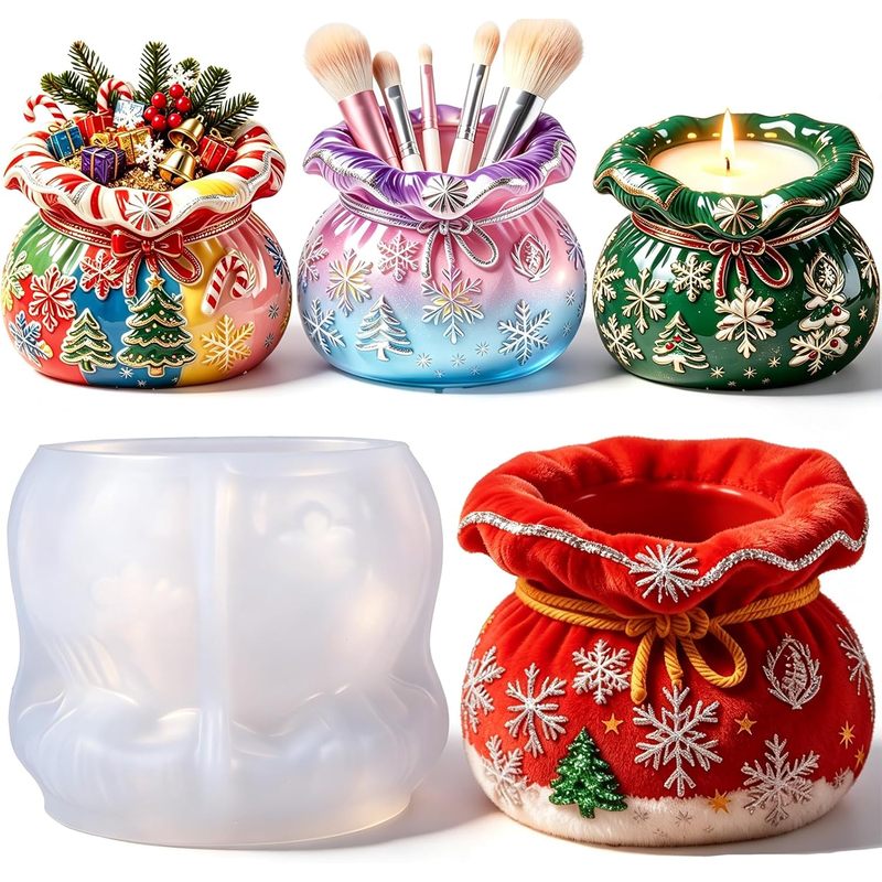 Silicone Epoxy Resin Molds Set - 1. แม่พิมพ์เรซินอีพ็อกซี่ลายคริสต์มาส จำหน่ายเป็นชุด แม่พิมพ์ซิลิโคนสำหรับทำเชิงเทียนแบบ Lucky Bag