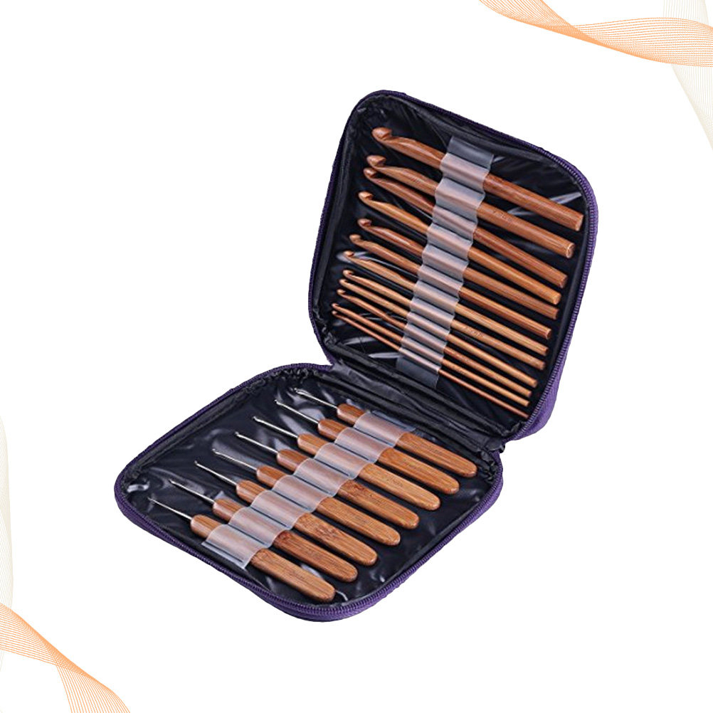 Wooden Crochet Hooks Ergonomic Handle - ชุดเข็มโครเชต์ไม้ไผ่ 1 ชุด ด้ามจับกันลื่น ออกแบบตามหลักสรีรศาสตร์ จับถนัดมือ