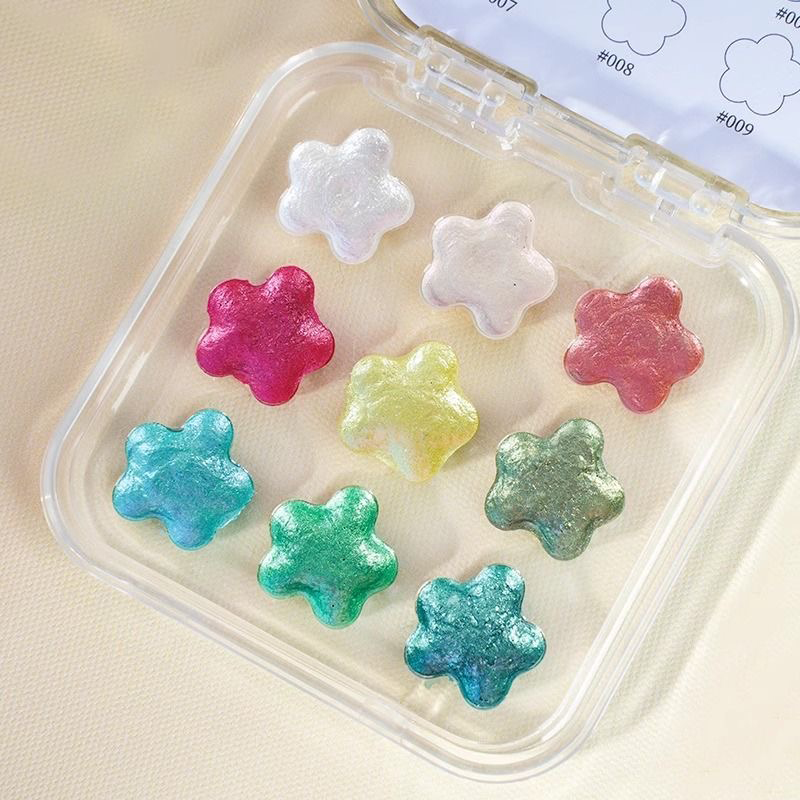 9 สีเมทัลลิคเพิร์ลส์เซนต์สีน้ำ - Watercolor Paint Set Solid Pigment บทวิจารณ์และราคา