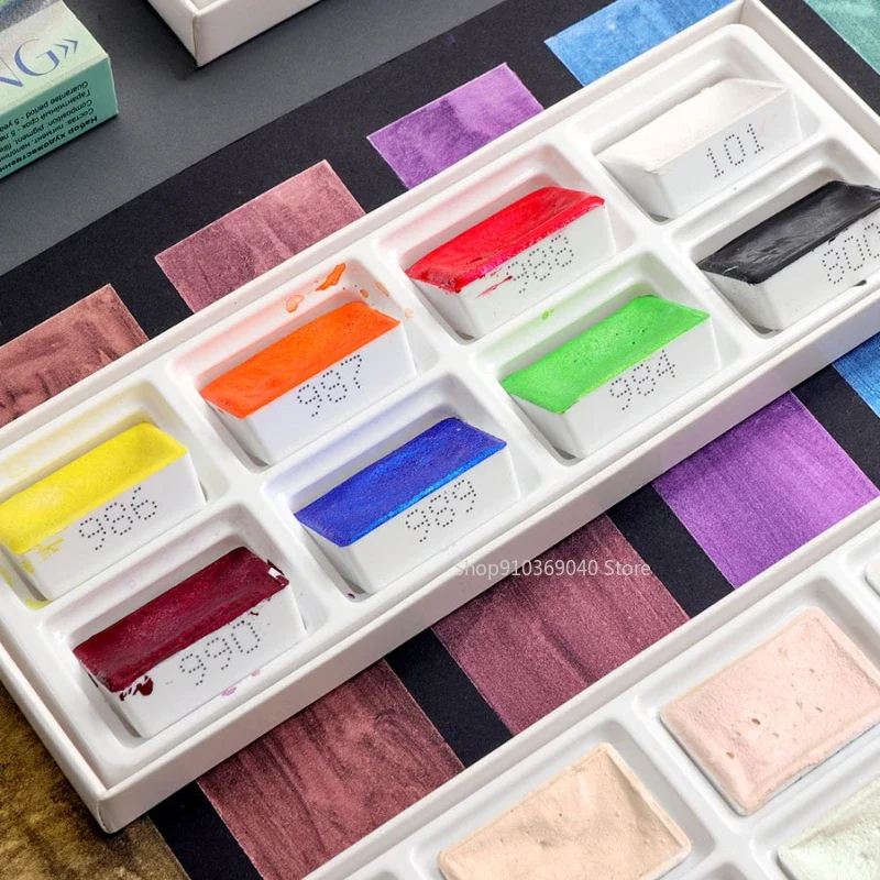 ชุดอุปกรณ์ศิลปะภาพวาดแบบพกพาสี - Watercolor Paint Set Solid Pigment บทวิจารณ์และราคา