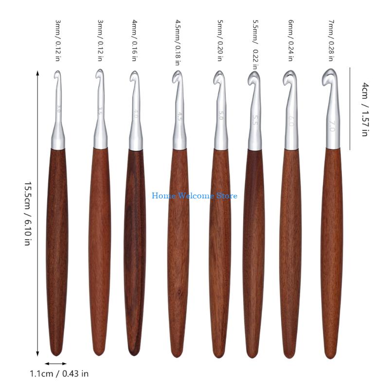 F68E 8 ชิ้นไม้ถักโครเชต์ตะขอกล - Wooden Crochet Hooks Ergonomic Handle บทวิจารณ์และราคา